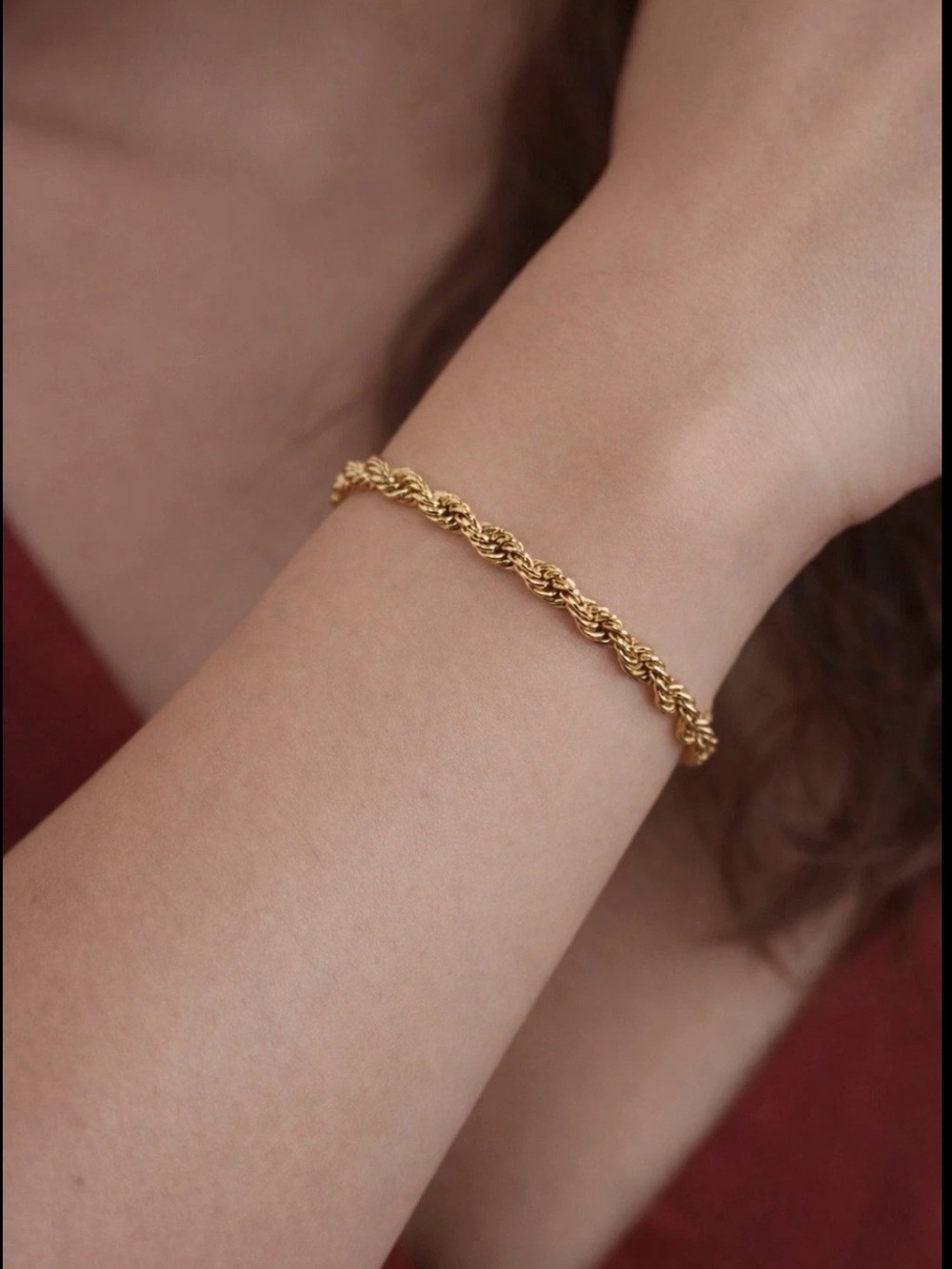 Vintage 90s gold tone plated rope bracelet chain Elegant